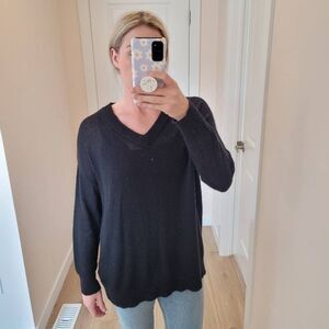 Oak + Fort V-neck oversized sweater black medium mohair